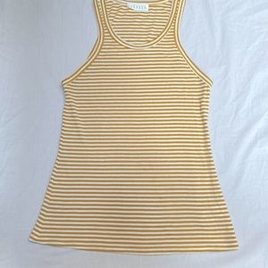 LACAUSA tank top XS yellow and white stripes